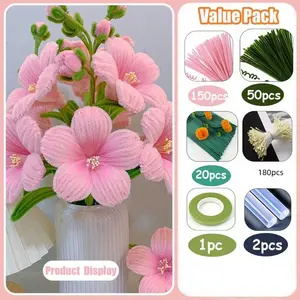 403-Piece Multi-Color Peony Lily Rose Pipe Cleaning Kit, Flower Material Set for DIY Crafts, Perfect for Mother's Day, Graduation, Valentine's Day, Faux Rose Bouquet, Artificial Flower Arrangements