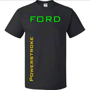Ford Powerstroke T-Shirt - Black Cotton Tee with Green and Yellow Logo for Men