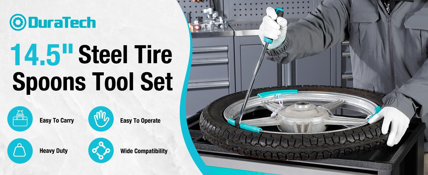 #backtoschool DURATECH 14.5" Steel Tire Spoons Tool Set, 24-Piece Tire Bar Removal Set with Rim Protectors, Valve Core Tools and Storage Bag, Tire Changing Iron Tool Kit for Motorcycle, Bicycle, ATV and Lawn Mower #backtoschool DURATECH 14.5" Steel Tire Spoons Tool Set, 24-Piece Tire Bar Removal Set with Rim Protectors, Valve Core Tools and Storage Bag, Tire Changing Iron Tool Kit for Motorcycle, Bicycle, ATV and Lawn Mower