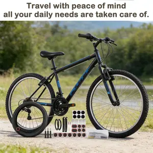 40-Piece Bicycle Repair Tool Kit, Self-Adhesive Patch Set, Portable Storage Box, Valve and Tire Tools, for Mountain Bikes, Commuter Bikes, Motorcycles