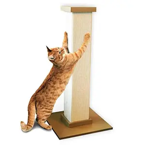 Ultimate Scratching Post – Large 32-Inch Beige Tower with Sisal Fiber, Simple Design for All Cats