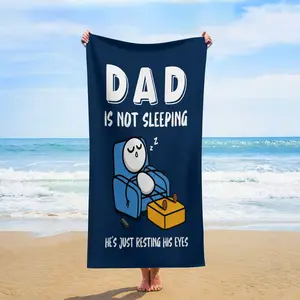 "Dad Is Not Sleeping, He's Just Resting His Eyes" Beach Towel, Funny Dad Joke Print, Quick-Dry Absorbent Towel for Summer Pool Days, Beach Trips & Dad Cave Lazy Days
