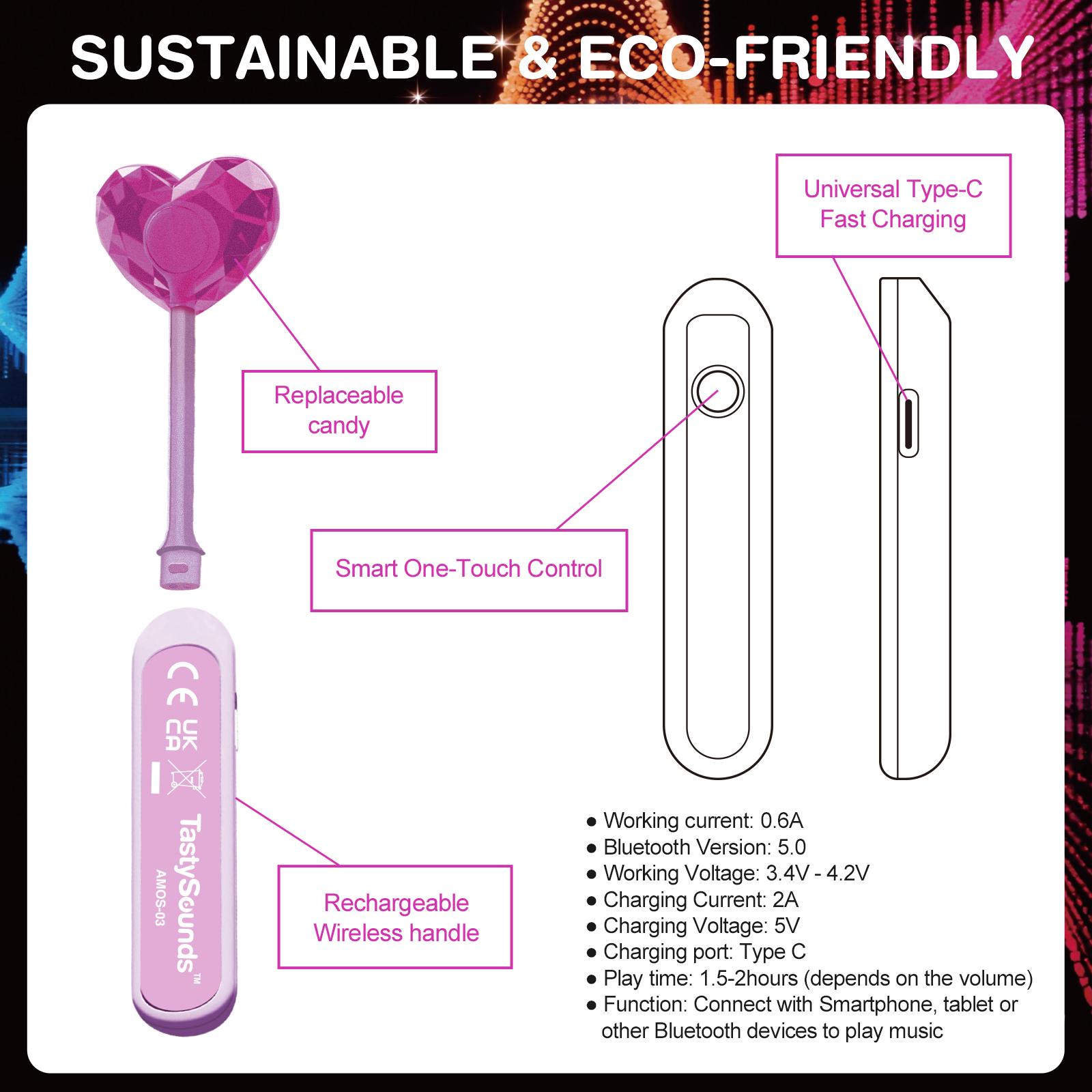 AMOS TastySounds Wireless Audio Lollipop Gift Set, Listen to Music Through Candy, MultiFlavor Novelty Candy Combo with Rechargeable Audio Device for Gifts AMOS TastySounds Wireless Audio Lollipop Gift Set, Listen to Music Through Candy, MultiFlavor Novelty Candy Combo with Rechargeable Audio Device for Gifts