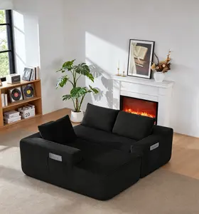 Modern L-Shaped Armless Corduroy Sectional Sofa with Recliner, Ergonomic Support, Convenient Storage, Premium Spring-Foam Hybrid Filling, Easy No-Assembly Setup for Urban Cozy Living Room Boneless Couch bed outdoorfun and co furniture sofas