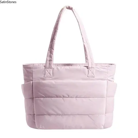 Women's Quilted Puffer Bubble Tote Bag (3 Sizes) - Lightweight Durable 3size Work Travel Casual Commuter Bag for Women with Multiple Compartments, Zipper Closure, Laptop Shoulder Everyday Purse