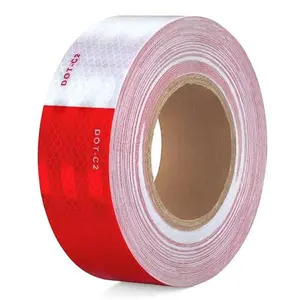 DOT-C2 Reflective Tape 2 Inch x 30 Feet Red White Conspicuity Safety Reflective Tape Outdoor Waterproof for Vehicles Trailers Boats Signs