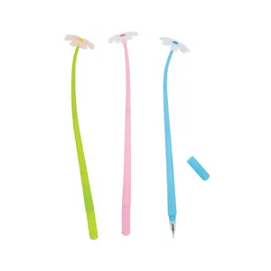 9" Pastel UV Light Color-Changing Flower Plastic Pens - 12 Pc.