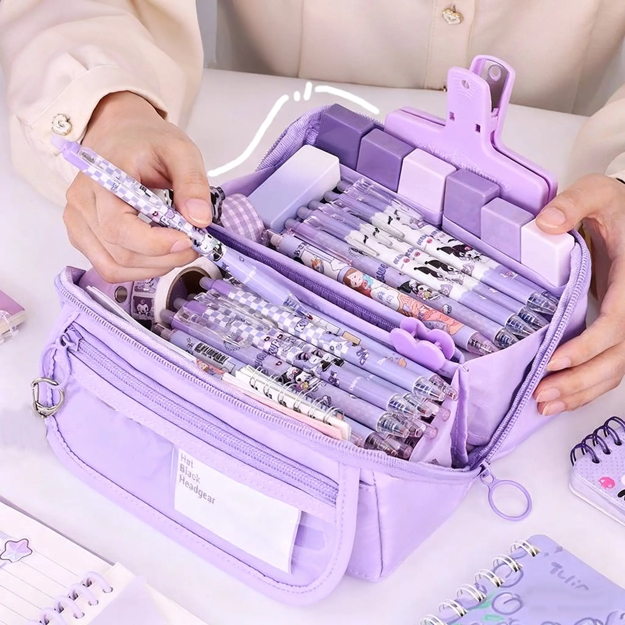 Large Capacity Canvas Pencil Case, Simple Handheld Stationery Box for Office School Men Women, Portable Makeup Bag, Ideal Back-To-School Gift