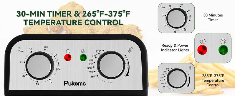 SUSTEAS Electric Deep Fryer with 3 Baskets 4 Liter Oil Capacity Cool Touch Sides Dishwasher Safe Adjustable Temperature Control with Viewing Window for Home Use - Lid Design