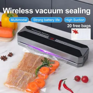USB Rechargeable Vacuum Sealer, Automatic Food Preserver for Wet & Dry Modes, Multi-Function Food Sealer with LED Display, 20 Freshness Bags, Cordless Vacuum Sealing, Vacuum Sealing Machine