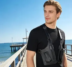 Premium Adjustable Leather Underarm Bag, Hidden Security Pocket For Phone, Outdoor Gear And Emergency Kit, Functional Carry Pouch Fit For Cycling, Hiking And Running Activities