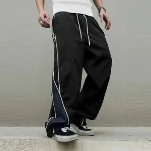 2026 Men's Retro Striped Track Pants, Elastic Waist Drawstring Baggy Windbreaker Joggers with Side Pockets, Lightweight Breathable 90s Streetwear Track Pants for Running, Gym, Daily Wear, Men's Fashion Y2K Bottoms