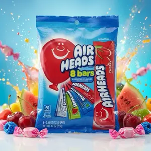 Airheads Chewy Fruit Candy, Assorted Flavors, Individually Wrapped Snacks for On-the-Go Treats