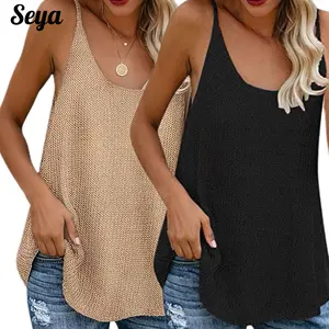 Seya 2026 Spring Summer Blouse Knit Tank Vest Cami Top Sexy Tank Top Spaghetti Strap Club Party Shirt Spaghetti Straps Sleeveless Camisole Shirts