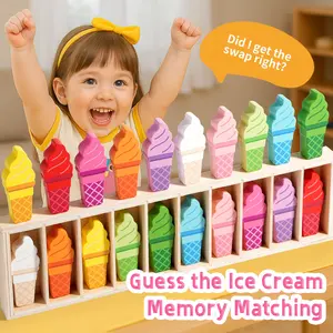 Colorful Box Ice Cream Match Game, Interactive Play, Family Fun Game, Focus and Memory Training, Color Guessing and Matching, Christmas or Halloween Gift, 21 Piece Set