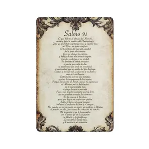 Salmo Em Espanhol Para Parede Decoração Mural Religiosa Moti Metal Sign
