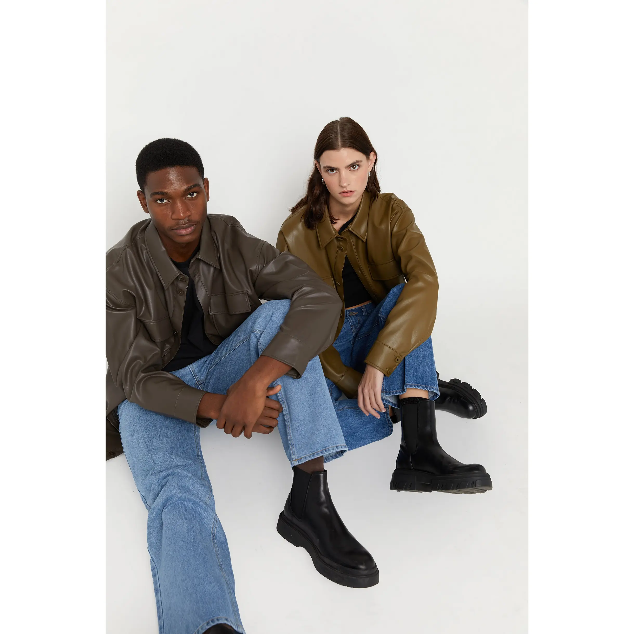 VEGAN LEATHER SHIRT JACKET