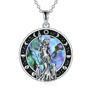 Hecate Necklace 925 Sterling Silver Greek Pendant Goddess of Magic Necklace Wiccan Protection Jewelry for Women Gift TikTokShopBlackFriday