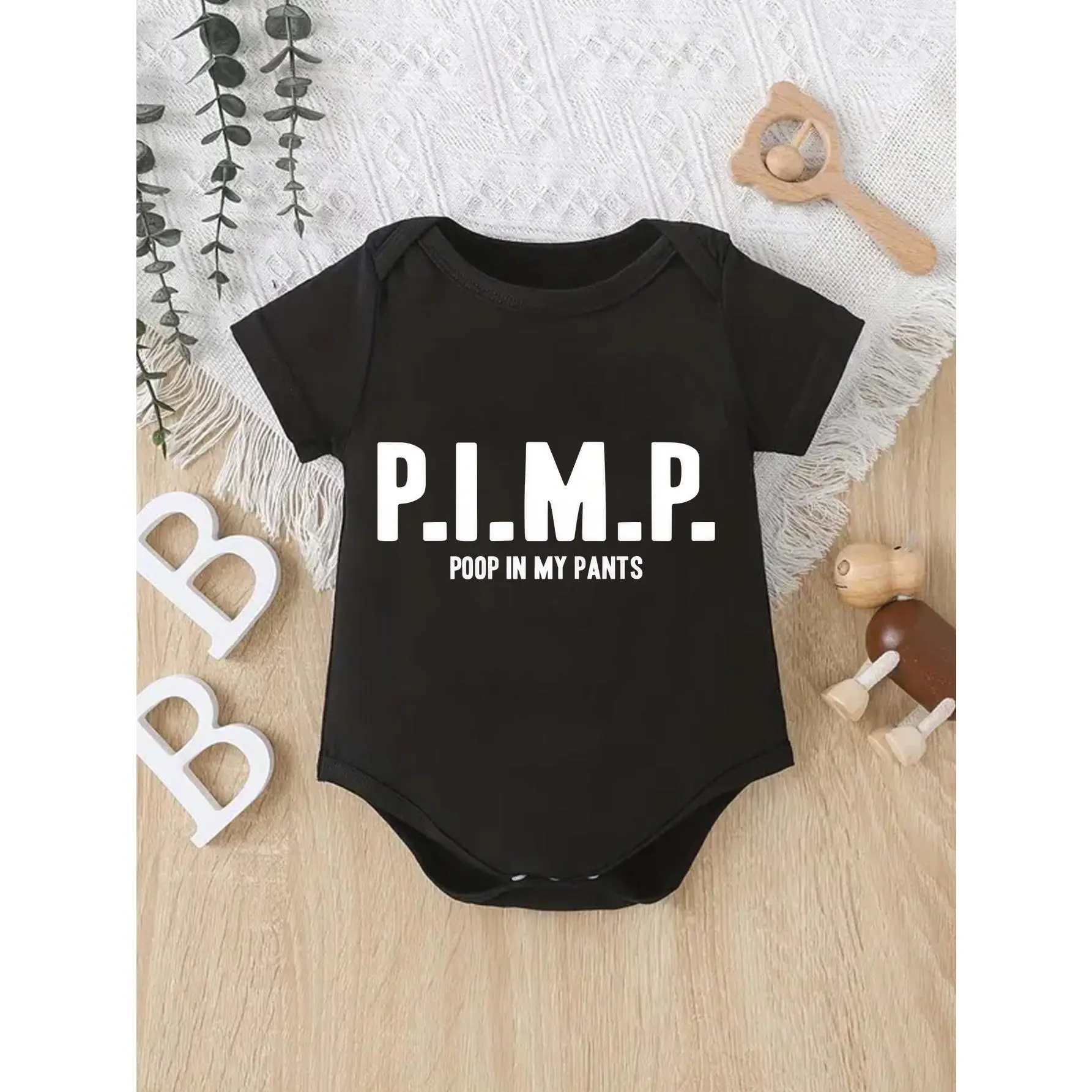 Unisex Newborn Baby Bodysuit - Soft Cotton Blend, Tagless Short Sleeve, Funny Slogan Graphic Print, Overhead Fit, Prop 65 Safe