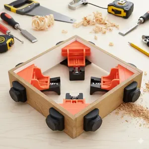 90-Degree Woodworking Angle Clamp Set, Multi-Function Quick-Adjust Clamping Tool Kit with Anti-Slip Grip, Precision Angle Fixer for Framing Cabinets Doors Windows Assembly, Heavy-Duty Metal Corner Clamps for DIY Furniture Repair Home Workshop Tools