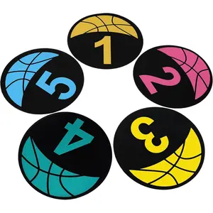 5 count Basketball Spot Markers (1-5) - 9 Inch Large Size, Anti-Slip PVC Floor Dots for Agility, Dribbling &  Drills