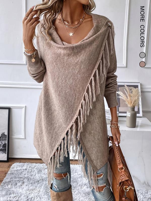 Women's Elegant Faux Fur Shawl Collar Sweater Coat, Long Sleeve Button Front Winter Outerwear, Thick Knit Casual Fashion Jacket