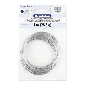 Beadalon Memory Wire Remembrance 75 coils Stainless Steel Round 0.61 mm (.024) Made in USA