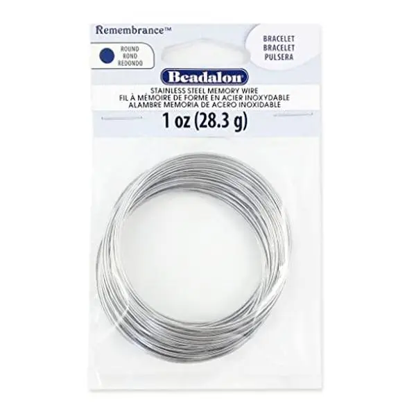 Beadalon Memory Wire Remembrance 75 coils Stainless Steel Round 0.61 mm (.024) Made in USA