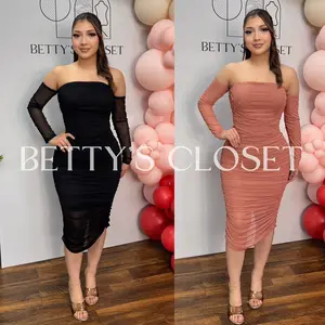 Lexi Pearl Detail Off Shoulder Midi Dress