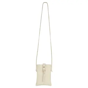 Jennie Small crossbody bag w/ slim strap closure & tassel - Cream White