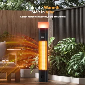 Electric Infrared Patio Heater, Built-in Speaker & 16-color Mood Light, Outdoor Heater, 43 inch, IP65 Waterproof, 1500W, Aluminum Unibody, Tower Space Heater For Backyard/Garage/Bedroom/Deck