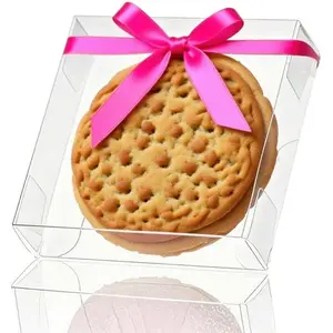 30 Pack 4x4x1.2inch Clear Single Cookies Boxes with Full Window Macaron Boxes Small Treat BoxesCandy Boxe Mini Pie Boxe for Wedding Birthday Party