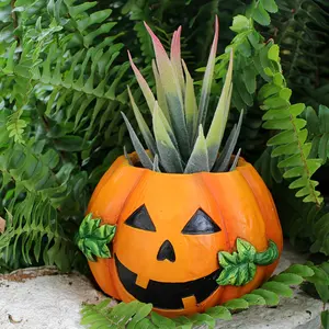 Resin Pumpkin Planter, Durable Waterproof, Indoor Outdoor Plant Decor, Halloween Decoration, Unique Home Ornament, Gift Idea