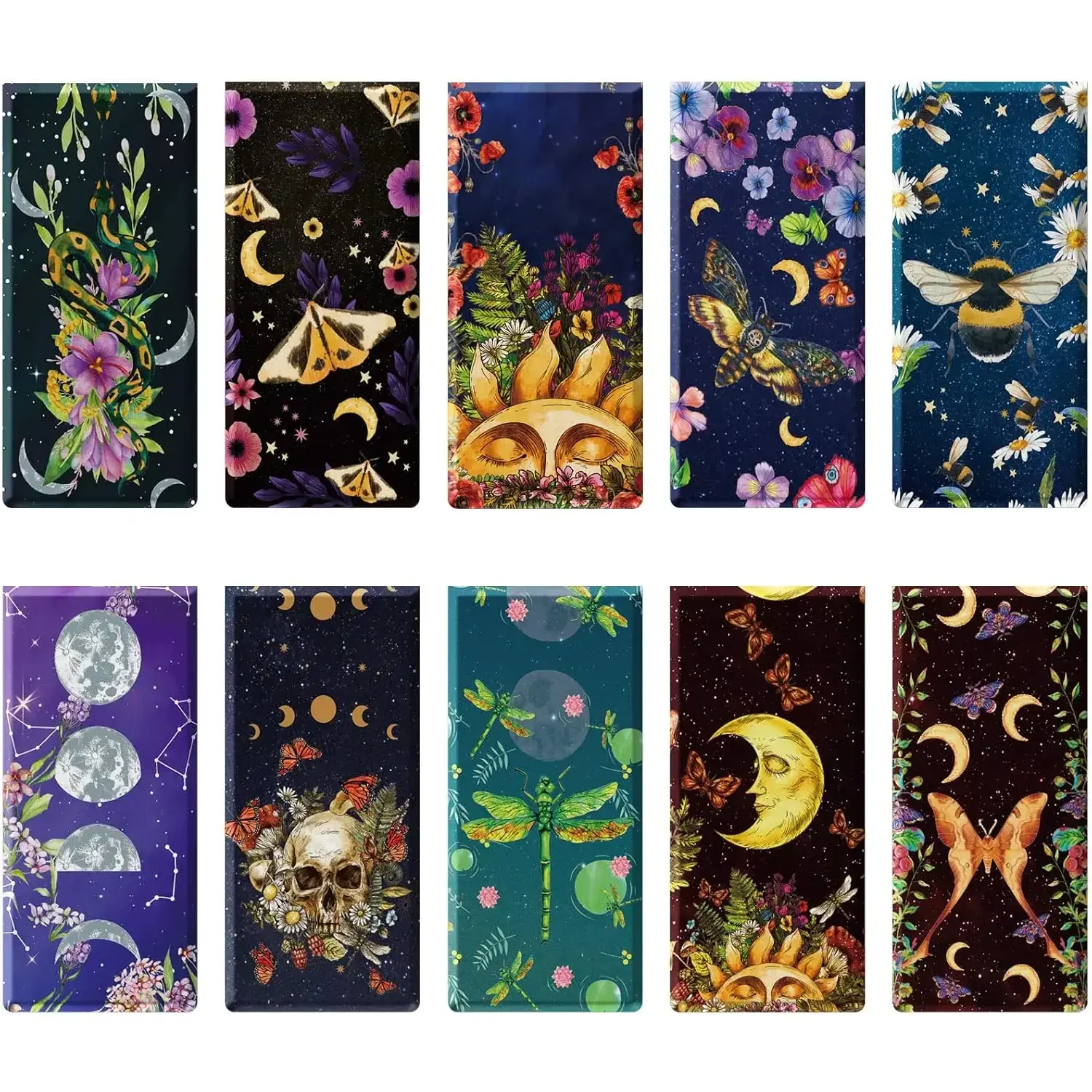 30 Pieces Magnetic Bookmarks Tarot Magnet Page Markers Multi Insect Magnet Bookmark Clips Magnetic Page Clips Assorted Book Marks Set for School Students Teachers Reading Supplies (3.94 x 1.18 Inches)