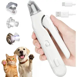 2-in-1 Dog Nail Clippers with Light - Electric Pet Nail Grinder Quiet for Small Large Dogs & Cats, LED Prevent Over Cutting, USB-C Rechargeable Safety Guard Grooming Kit for Black Nails
