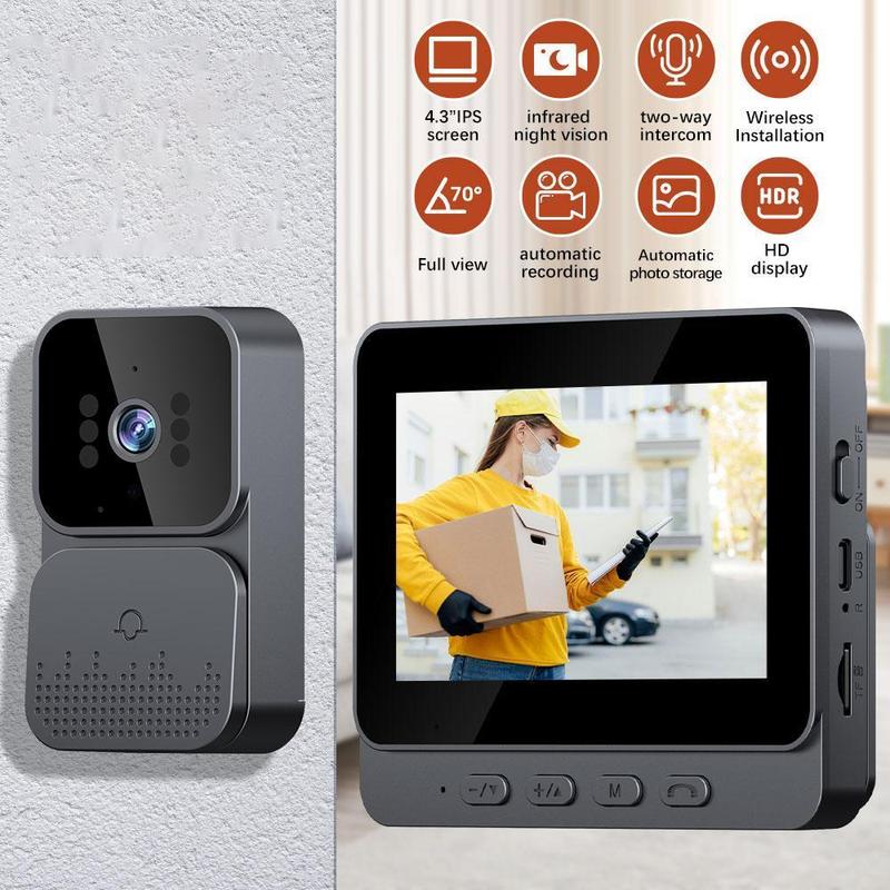 4.3-inch Color Screen Wireless Video Doorbell 2.4G, Night Vision & Waterproof. Long-Lasting Battery, Complete with Chime & Accessories. Ideal Father's Day Gift to Enhance Home Safety & Convenience,for Valentine’s Day Gift 4.3-inch Color Screen Wireless Video Doorbell 2.4G, Night Vision & Waterproof. Long-Lasting Battery, Complete with Chime & Accessories. Ideal Father's Day Gift to Enhance Home Safety & Convenience,for Valentine’s Day Gift