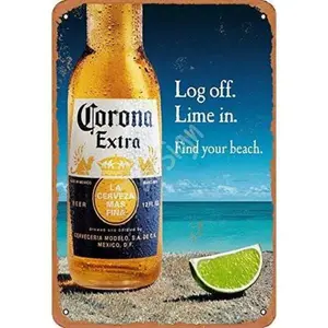Corona Extra Beer Log Off in Find Your Beach Vintage Aluminium Tin Sign Logo 12 8 inches Advertising Eye-Catching Wall Decoration Living Room Decor