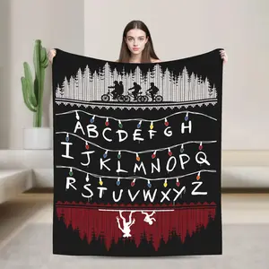 Stranger Things Lights Flannel Blanket, Cozy Soft Throw Blanket for girly Bedroom Sofa Home Decor and Movie Nights