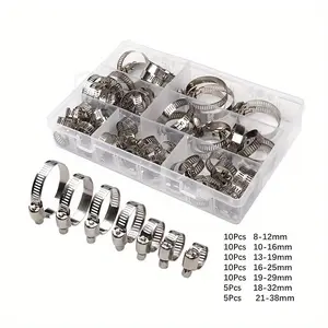 60PCS/Set Hose Clamps Kit, 304 Stainless Steel Worm Gear Hose Clamp, Fuel Pipe Clamps for Automobiles, Pipelines and Mechanical Application, Radiator Pipe Clamp Assortment for Heater Garden Pool Pipe