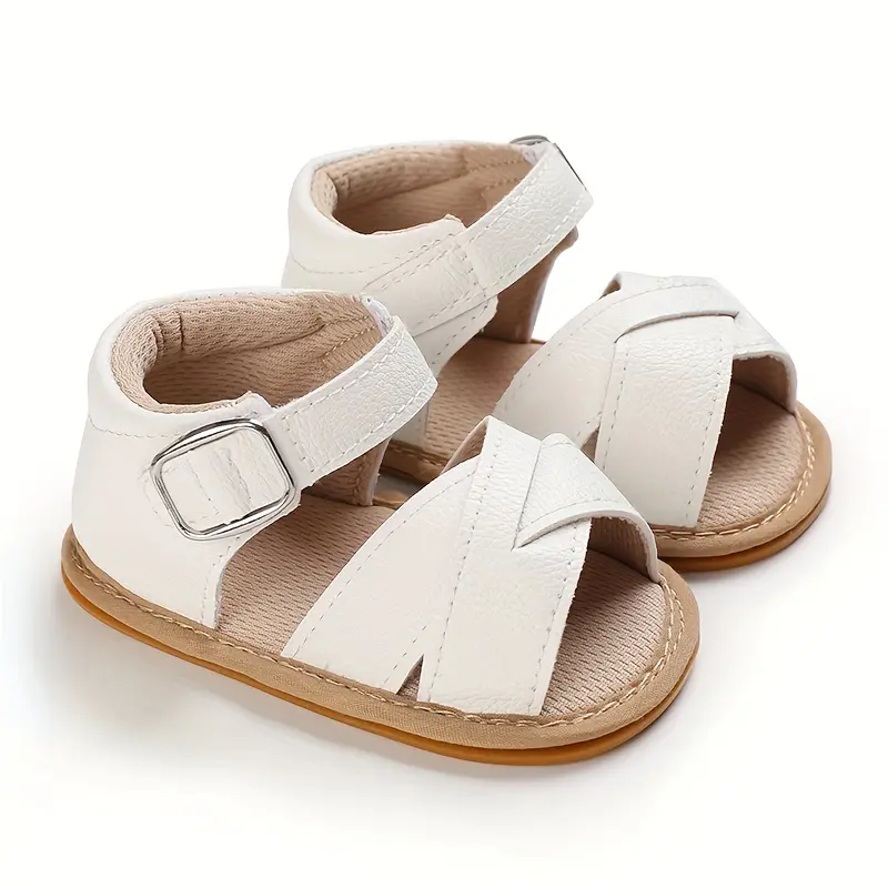 Citgeett Baby Boy Girl Sandals - Soft Sole Prewalker Crib Shoes, Upper, Hook-and-loop Fastener Closure, Rubber Sole for Newborns and Toddlers, Toddler Shoes