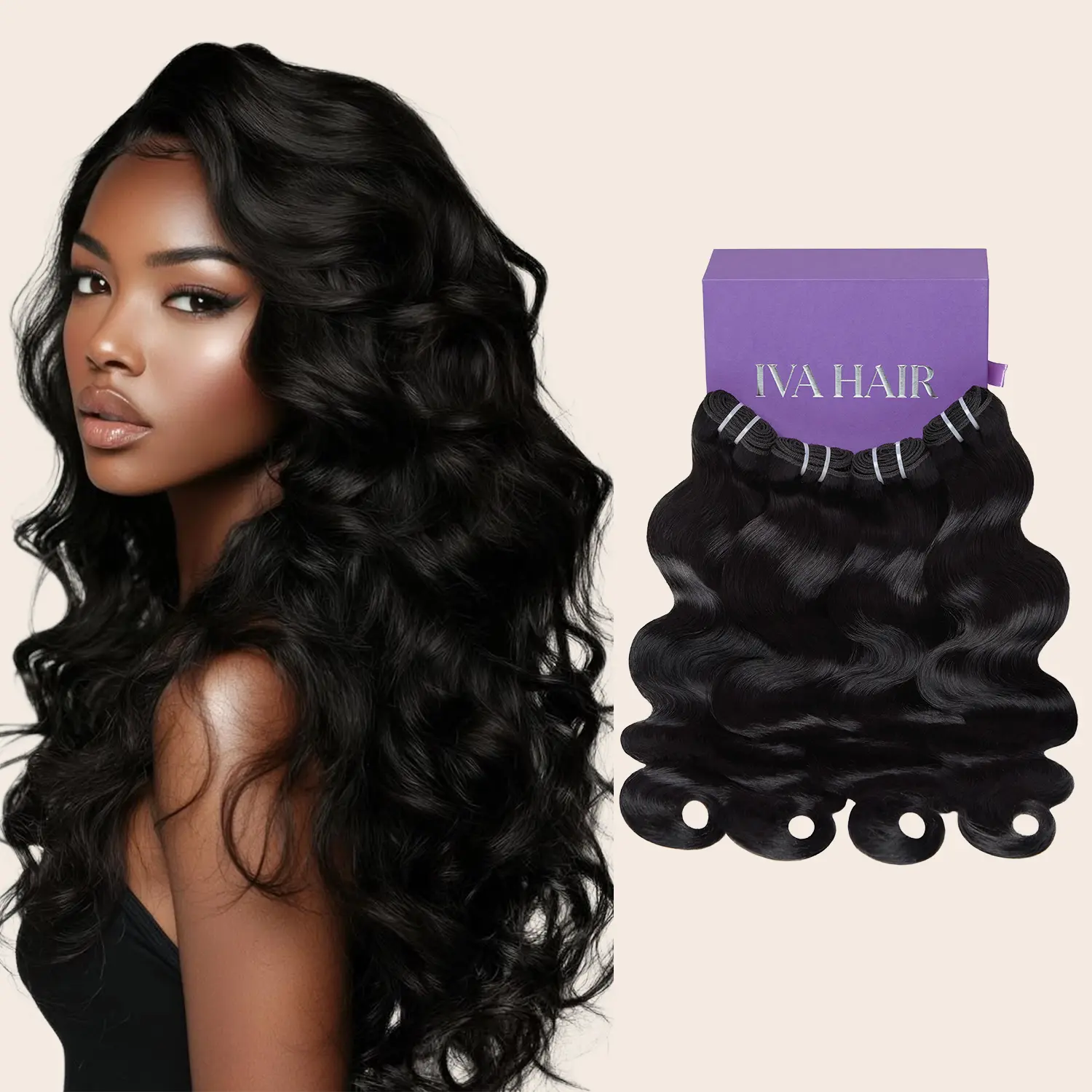 IVA 3 pcs One Pack 16A Body Wave Bundles 100% Unprocessed Human Hair Sew in/Quick Weave Hair Bundles Natural Color Summervibes