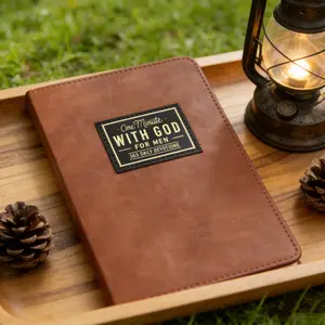 2026 One Minute with God Daily Devotional for Men | 365 Faith-Building Reflections & Prayer Prompts | Portable Brown Faux Leather Journal | Spiritual Growth Companion for Fathers, Husbands & Sons | Ideal Holiday, Birthday & Valentine’s Day Gift