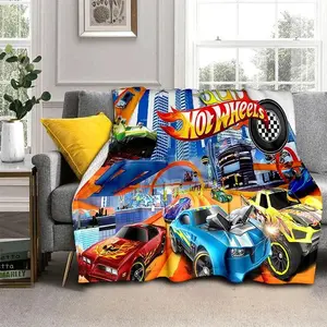 Hot Wheels Racing Car Flannel Blanket, Soft Throw Blanket for Bedroom Sofa Travel Rest and Kids Room Decor
