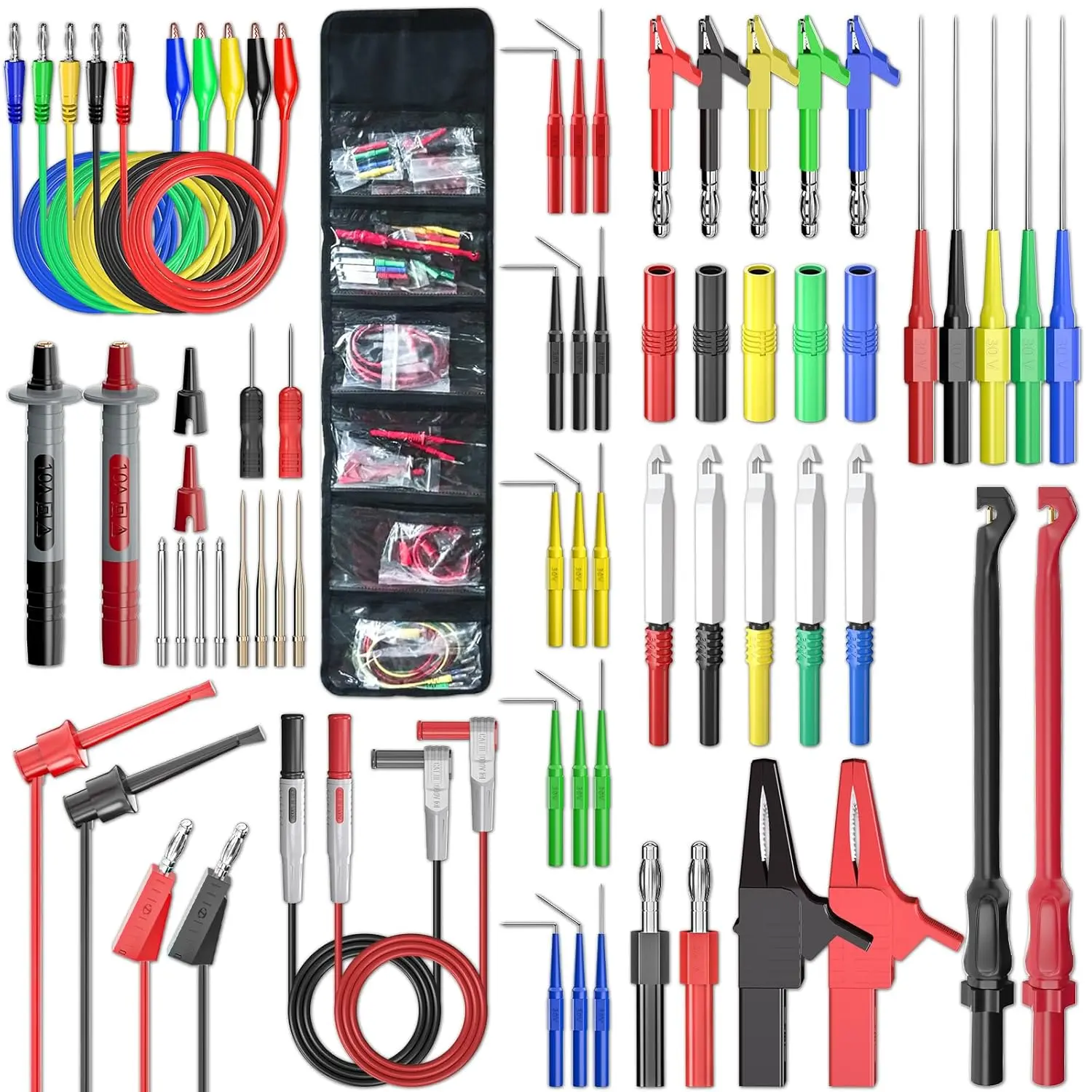 Multimeter Test Leads Kit with Replaceable Probes Set, Banana Plug to Test Hook Leads,  Clips and Wire  Probes for Electrical Testing Automotive Diagnostic