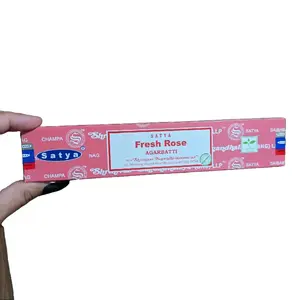 Satya Fresh Rose Agarbatti Incense Sticks for Cleansing and Intentions in Home Office or Travel Scented for Meditation Aroma for Relaxing - Aromatherapy Diffuser Oil