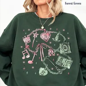 Wicked Elphaba Glinda Charms Sweatshirt Hoodie, Defy Gravity Broomstick Magic Wand, Wizard Movie Fan Shirt, Wicked Musical Fan Gift, Wizard of Oz