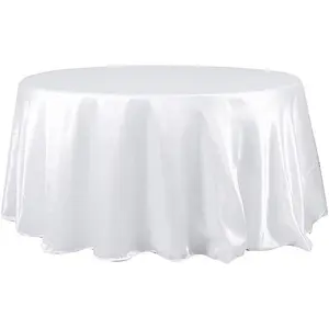 Balsa Circle 132 in White Satin Round Tablecloth Wedding Birthday Party Events Reception Catering  Decorations Supplies