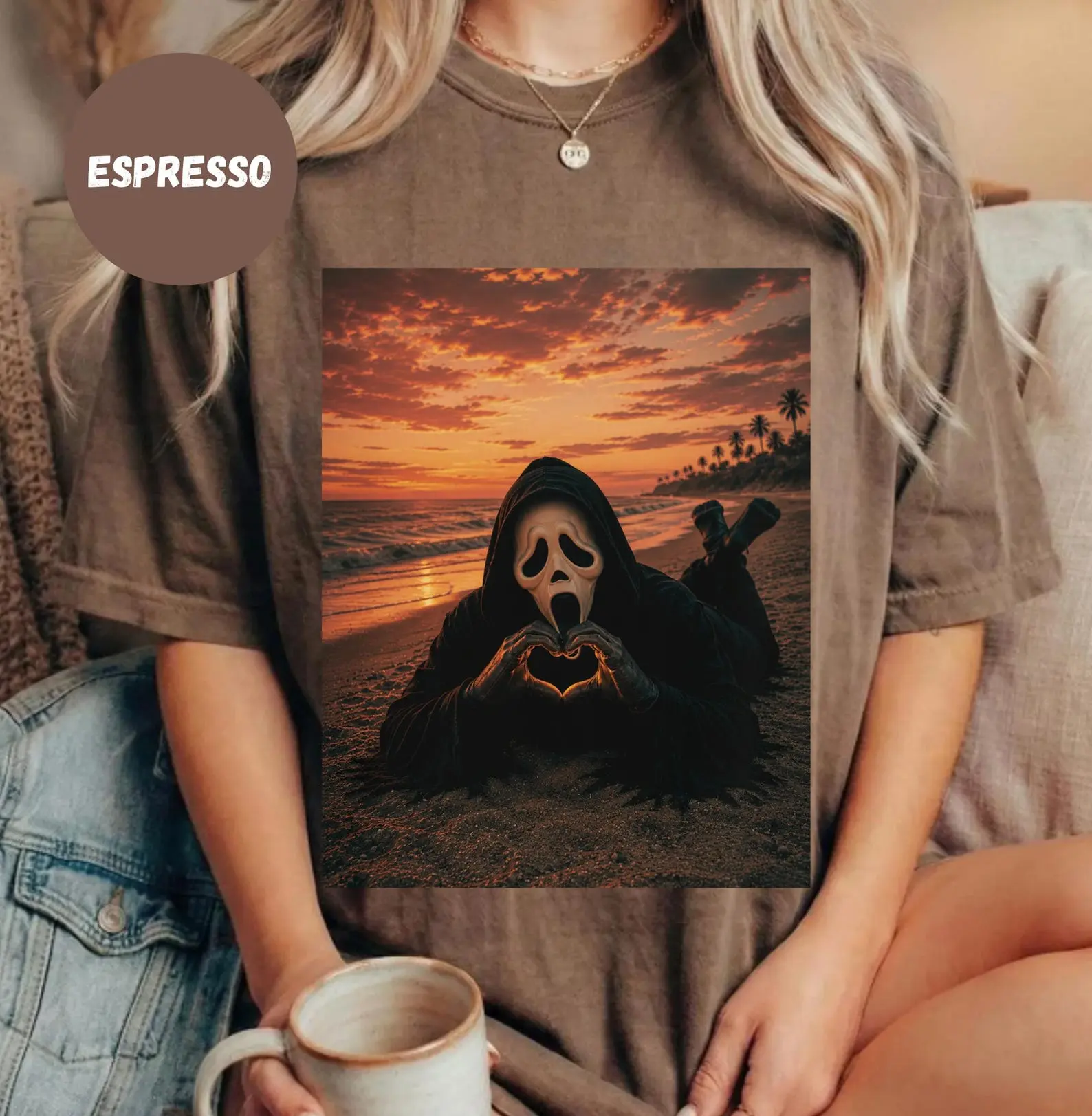 Comfort Colors Funny Ghostface Valentine Shirt, Scream Movie Heart Hands T Shirt, Cute Horror Lover Gift, Ironic Slasher Love Tee, Halloween