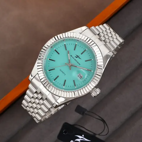 RICECGO men's quartz watch, 42mm dial, with stainless steel strap, date display, daily clothing accessory, fashionable and exquisite box gift, Analog Quartz Watches
