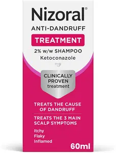 Nizoral 2% Ketoconazole Anti-Dandruff Shampoo, 60ML Gentle Cleanser for Itchy, Flaky, Inflamed Scalp Treatment, Clinically Proven 2PCS